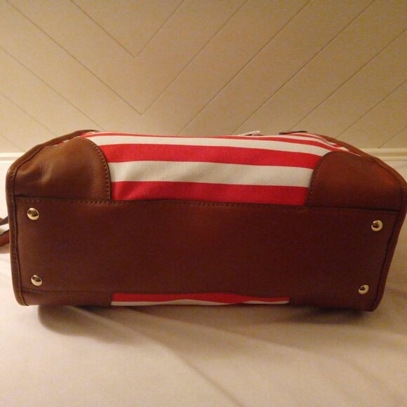 Michael Kors Hamilton Large Mandarin/White Striped Canvas Tote - Picture 5 of 8